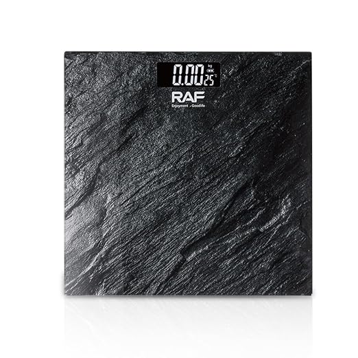 Digital Bathroom Scale with LED Display, Black Marble Pattern, Automatic On/Off Function, 180kg Capacity