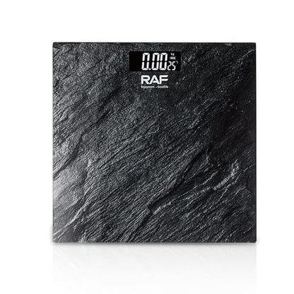 Digital Bathroom Scale with LED Display, Black Marble Pattern, Automatic On/Off Function, 180kg Capacity
