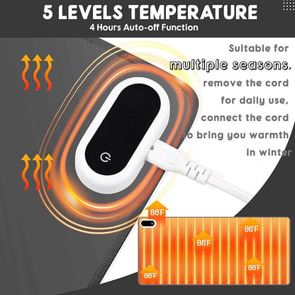 Konohan Heated Large Desk Mat PU Leather Warm Mouse Pad with 5 Heating Level & 4 Hour Auto Shut-Off Heating Keyboard Pad Warmer Gaming Mice Mat Only Supports 110v(Gray Color,31.5" X 13")