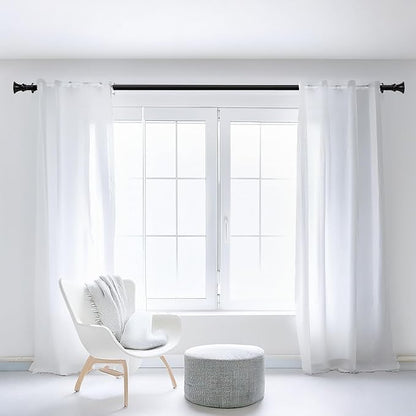 Deco Window Adjustable Curtain Rod for Windows 44 to 120 Inch (Pack of 1) Extendable Heavy Duty 1 Inch Iron Drapery Pole with Finials Wall Mounted French Door Curtain Rods (Black)