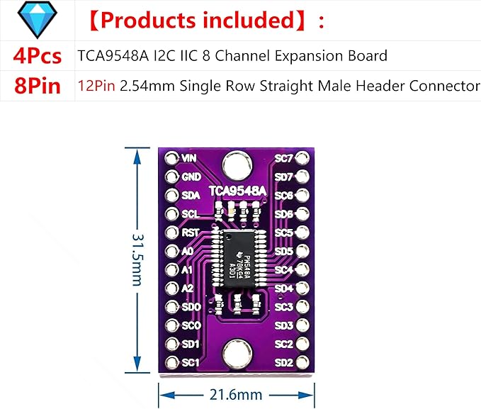 WWZMDiB TCA9548A I2C IIC Multiplexer Extender Board 8 Channel with Reset Compatible with for Arduino Raspberry Pi ESP32 STM Expansion
