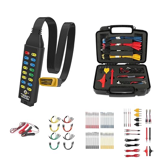 68 PCS Automotive Circuit Test Lead Kit,Multimeter Test Leads Set,Electrical Breakout Leads Automotive Kit, OBD2 Breakout Box OBDII Protocol Detector for Professional Automotive Diagnostics