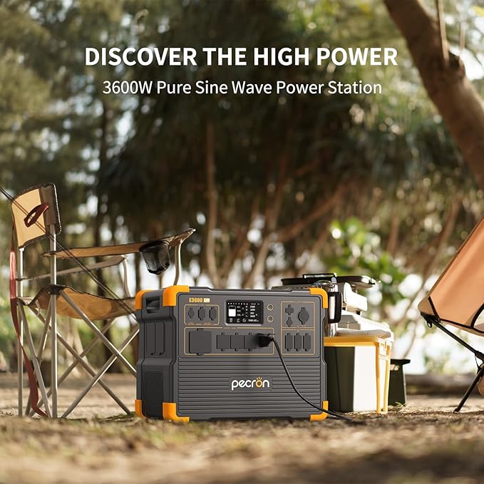 pecron Portable Power Station 3072Wh E3600LFP with 4xEP3000-48V(3072Wh) Expandable to 15360Wh, 5x3600W AC Outlets Power Station, LiFePO4 Battery Backup Solar Generator for RV, Camping, CPAP, Emergency