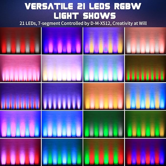 Stage Wash Light 21x15W LED RGBW Dj Lights for Parties, DMX Control Sound-Activated Stage Lighting Bar for Wedding Disco Party (1, 21 Lights)