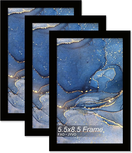 5.5x8.5 Picture Frame Set of 3, Black Frame for 5.5 x 8.5 Inch Picture Poster Photo, Light Weight and High Transparent 5.5 by 8.5 Frame for Wall - 3 Pack/Black/5.5"x8.5"