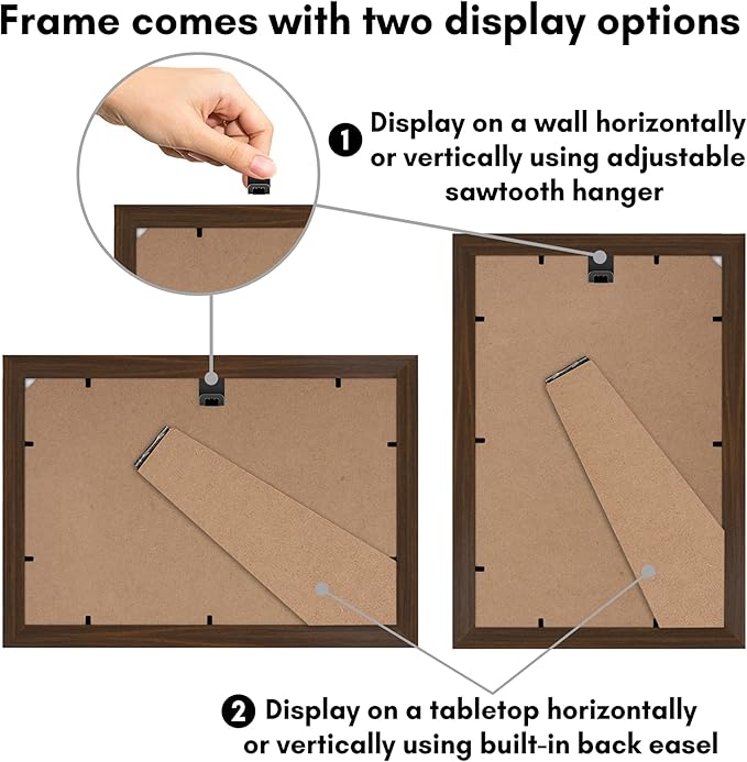 Americanflat 8x12 Picture Frame with Shatter-Resistant Glass - Signature Collection - Gallery-Style Frames Made of Engineered Wood - Photo Frame for Tabletop and Wall Display - Walnut