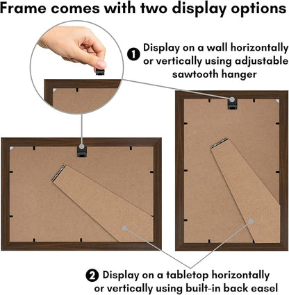 Americanflat 8x12 Picture Frame with Shatter-Resistant Glass - Signature Collection - Gallery-Style Frames Made of Engineered Wood - Photo Frame for Tabletop and Wall Display - Walnut