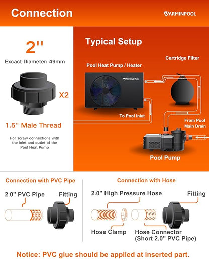40000BTU Smart Pool Heat Pump for 13,000 Gallons In and Above Ground Pools, Electric Pool Heater with Smart Control via APP, Heat and Cool Mode, 240V