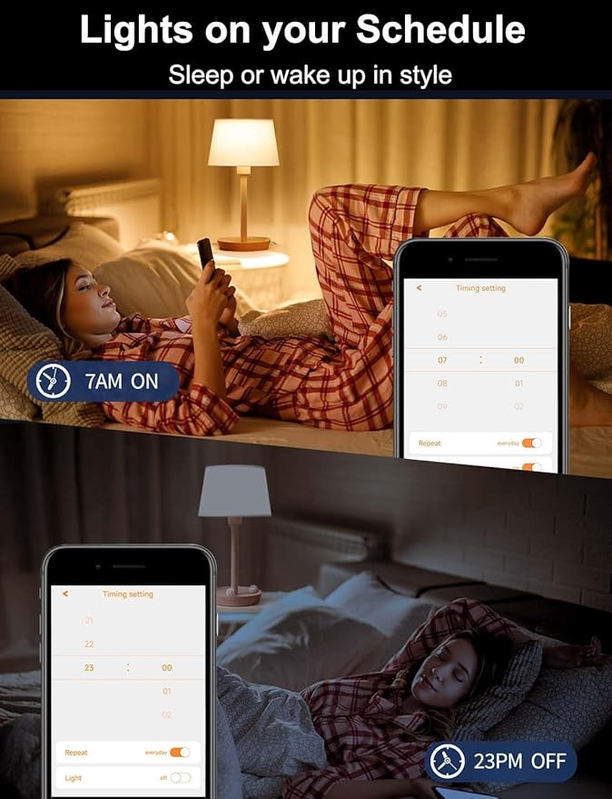 Vinaco A19 Smart LED Bulb 9W 800LM, 60W Equivalent, RGB Color Changing Light Bulb Work with Alexa & Google Assistant, WiFi Bluetooth Light Bulbs E26 Base, Smart A19 Dimmable Light, No Hub Needed