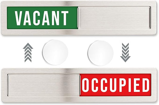 Stainless Steel Vacant/Occupied Privacy Sign for In Out Office Room Use, Vacant and Occupied Bathroom or Business Indicator Signs - Green & Red Professional Design