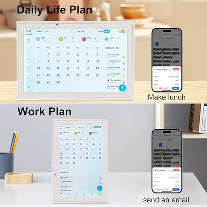 10.1 Inch Smart Digital Calendar Chore Chart Meal Planner HD Touchscreen Smart Family Planner, Hearth Display Desk Digital Calendar Seamless Scheduling(No battery)