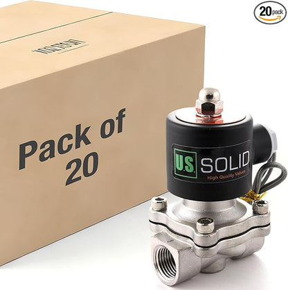U.S. Solid 1/2" Stainless Steel Electric Solenoid Valve 110VAC Normally Closed Air Water(Pack of 20)