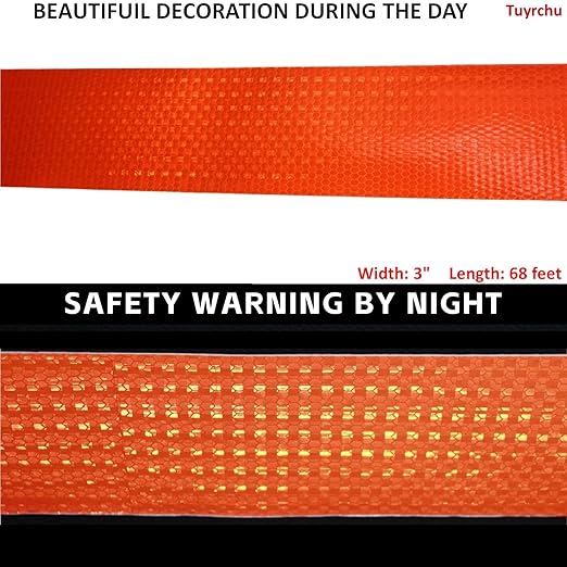 Reflective Tape Orange 3 inch, Outdoor Waterproof High Visibility Warning Industrial Marking Tape, Safety Stickers (68 feet)