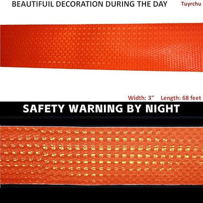 Reflective Tape Orange 3 inch, Outdoor Waterproof High Visibility Warning Industrial Marking Tape, Safety Stickers (68 feet)