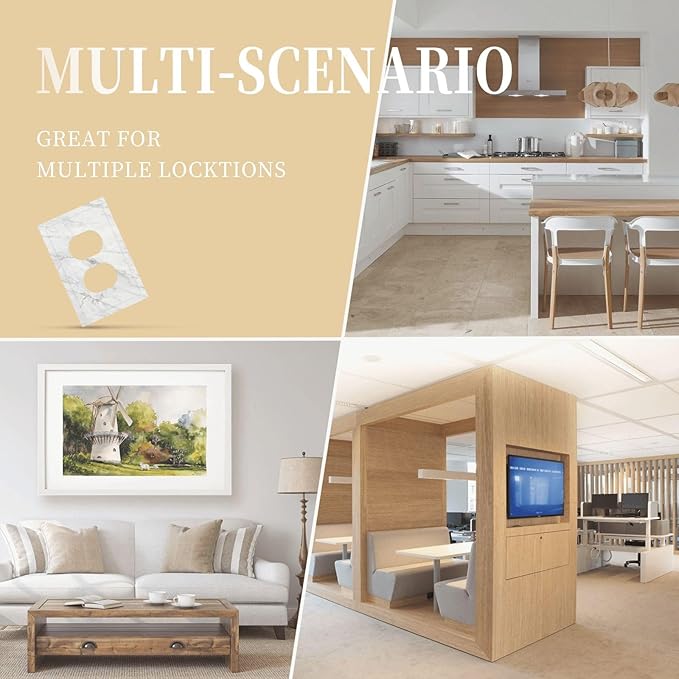 Outlet Covers Marble Granite White And Grey 1 Gang Duplex Electrical Receptacle Faceplate Light Switch Cover Wall Plate Decorative Switch Plates for Home Bedroom Decor