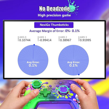 NexiGo Wireless Controller (No Deadzone) for Switch 2 and Switch, Bluetooth Controllers for Nintendo Switch with Vibration, Motion, Turbo and LED Light (Inkling)
