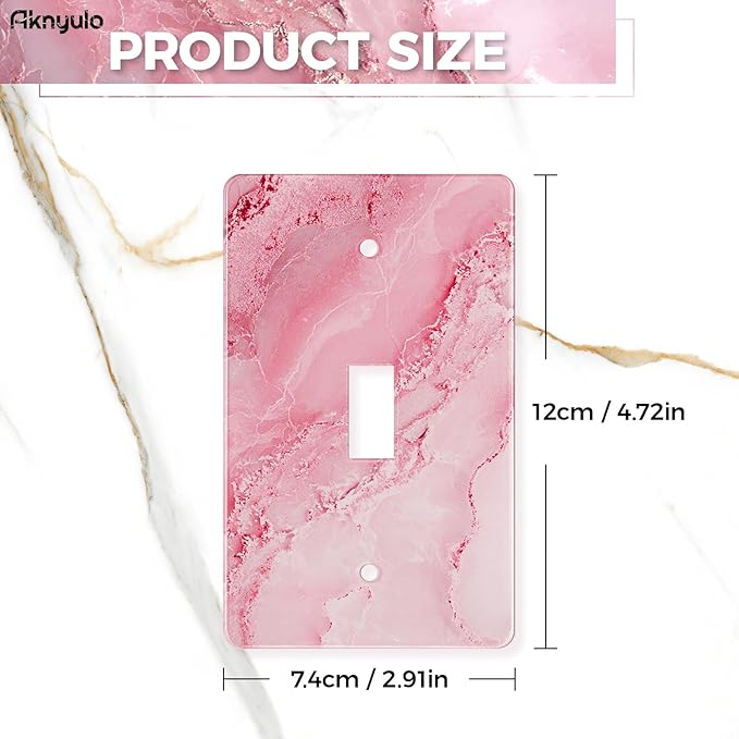 Abstract Pink Marble Design Acrylic Switch Wall Plate Light Switch Plates Cover Durable Acrylic Wall Plate Decorative Single Gang Wall Plate