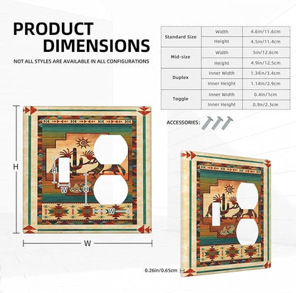 Decorative Outlet Covers Native American African Afro 2 Gang Wall Plate Single Toggle Duplex Light Switch Cover Switch Plate Covers Faceplate for Home Bedroom Decor
