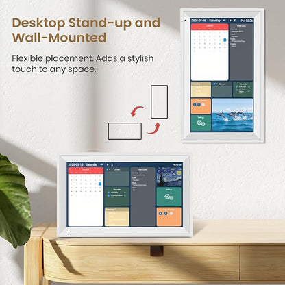 15.6 inch Wall Planner Digital Calendar & Chore Chart, Smart Tablet Touchscreen Interactive Display for Family Schedules, Great for Organizing Your Tasks