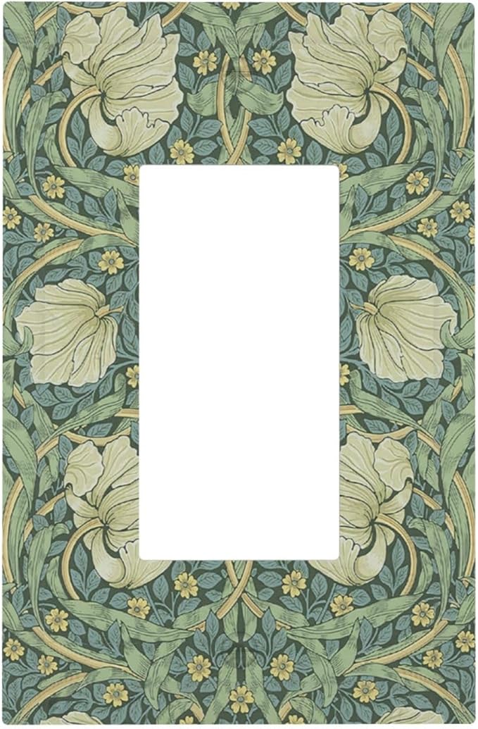 Decorative Outlet Covers Vintage Floral Plant Sage Green William Morris 1 Gang Single Rocker Light Switch Cover Plate Wall Plates GFCI Faceplate for Bedroom Home Decor