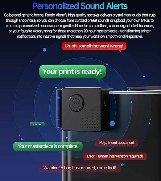 BIQU Panda Alarm for Bambu-Lab P1P P1S, Wireless Sound and Light Alarm Printer Status Display Support Web UI & BIQU APP Control