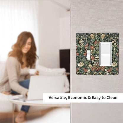 Outlet Covers Vintage Dark Floral William Morris Green Flower 1 Toggle 1 Rocker Combination Decorative Wall Plate Electrical Switch Plates Light Switch Cover Plate for living Room Home