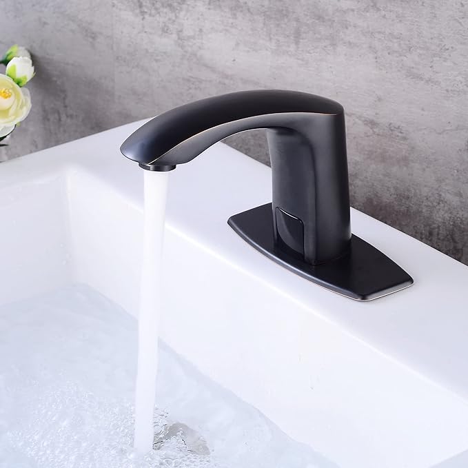 Gangang Automatic Sensor Touchless Bathroom Sink Faucet with Hole Cover Plate and Water Mixer Valve