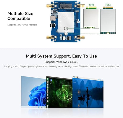 5G DONGLE Expansion Board ONLY, USB 3.2 Port, Onboard M.2 Key B Interface, Quad Antennas, Aluminum Alloy Case, 5G Module NOT Included @XYGStudy (USB 3.2 Gen1 5G DONGLE)