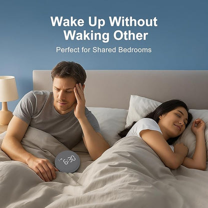 REACHER Super Loud Alarm Clock for Heavy Sleepers Adults Teens, Vibrating Alarm Clock Bed Shaker Under Pillow, Rechargeable Battery Powered for Travel, Auto-Dim, Portable