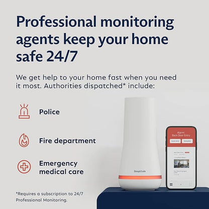 SimpliSafe 6 Piece Wireless Home Security System with Outdoor Camera - Optional 24/7 Professional Monitoring - No Contract - Compatible with Alexa and Google Assistant