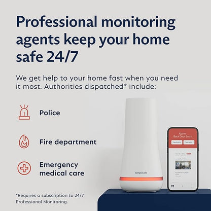 SimpliSafe 7 Piece Wireless Outdoor Camera Home Security System - Optional 24/7 Professional Monitoring - No Contract - Compatible with Alexa and Google Assistant