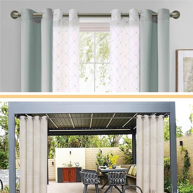 Industrial Curtain Rods 18 to 45 in,Blackout Curtain Rod,Adjustable Length,1 in Diameter Pipe,Wall or Ceiling Mounted,for Bedroom and Living Room (Antique Silver 18” to 45”)