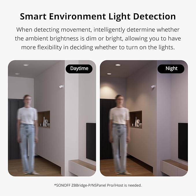 SONOFF SNZB-03P Zigbee Motion Sensor, 3-Year Battery Life, for Alert System and Automations Wireless Motion Detector, SONOFF Zigbee Bridge Required, Batteries Included(2 Pack)