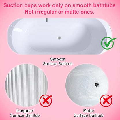 Portable Spa Bubble Bath Massager,Full Body Waterproof Spa Mat for Bathtub, 6-Speed Bubbles, Remote Control & Non-Slip Suction Cups for Home Relaxation Pink