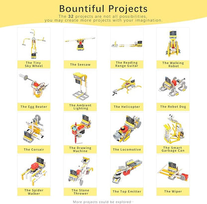 ELECFREAKS microbit 32 in 1 Wonder Sensor Kit, Makecode Programmable Learning Kit with Building Bricks/Sensors/Wukong Expansion Board(Without Micro:bit)