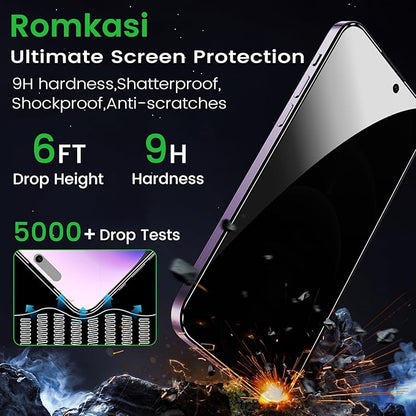 3 Pack Privacy Screen Protector for iPhone 14 Pro Max 6.7 Inch with 3 Pack Camera Lens Protector, Anti Spy Tempered Glass Film, Anti-Scratch, Touch Sensitive, Case Friendly