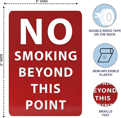 No Smoking Beyond This Point Sign - ADA Compliant Digitally Printed Text Wall Sign - Smoke-Free Area Signs for Offices, Businesses, Hotels & Restaurants - Aluminum 7” x 5”