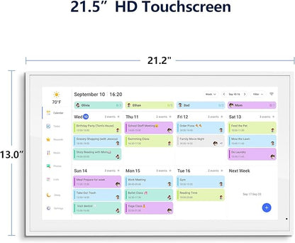 Digital Calendar, 21.5 Inch Electronic Calendar & Chore Chart, Smart Family Organizer with Interactive Touchscreen Display, Wall Mount or Desk Mount in Portrait or Landscape