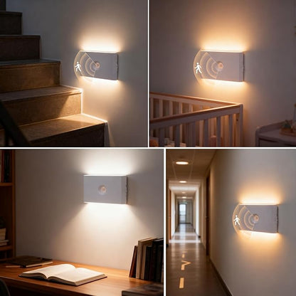 Motion Sensor Night Light, Rechargeable Battery Night Light, 2700K-6500K Magnetic/Stick-on Closet Lights, Dimmable Stair Lights for Bedroom Kitchen Hallway Stairs (2 Pack)