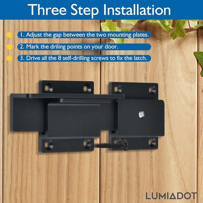 Flip Gate Latch Lock with Padlock Hole 2Pack, 3.5mm Heavy Duty Aluminum Alloy Adjustable Door Latch for Sliding Swing Open Door, Outdoor Gate, Wooden Fence, Barn Door, Shed, Garage, Yard