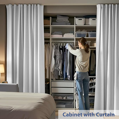Room Divider Ceiling Mounted Curtains Track Sets Extra Wide Blackout Curtain Flexible Tracks for Bedroom Privacy Partition Separator, 1 Panel White Drape and White Rail, W15 x H9ft