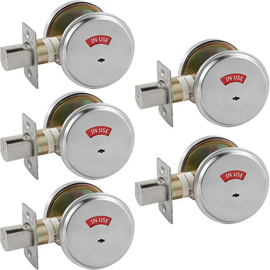 in-Use/Vacant Commercial Deadbolt, Heavy Duty Satin Chrome Grade 2 Privacy Indicator Deadbolt for Bathroom/Office, UL3 Hour Fire Rated, Left&Right Handed, 2 3/4" Backset, 5 Packs