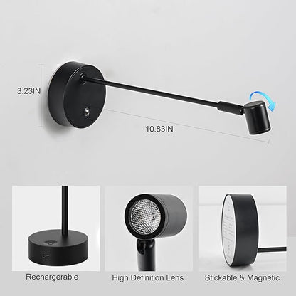 ZitoStory Lights for Pictures On Wall, Battery Operated Picture Light Rechargeable,Black Led Art Lighting for Paintings Wireless with Remote Magnetic Stick Dimmable and Timer（1 Pack）