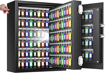 220 Position Large Key Cabinet Wall Mount, Anti-Theft Key Lock Box with Combination Lock, Deposit Key Slot and Key Tags, Steel Key Box for Offices Cars Hotels Dorms