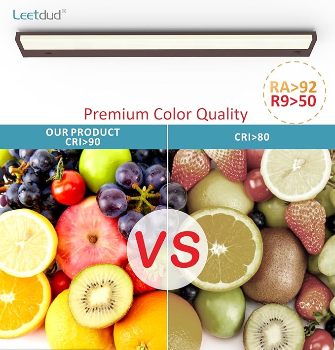 LED Under Cabinet Lighting Hardwired or Plug in, 40 Inch 20W, Dimmable 5 Color 2700K/3000K/3500K/4000K/5000K, Linkable Eyes Care Design Counter Lights for Kitchen, Sink, ETL Listed, Bronze