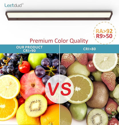 LED Under Cabinet Lighting Hardwired or Plug in, 40 Inch 20W, Dimmable 5 Color 2700K/3000K/3500K/4000K/5000K, Linkable Eyes Care Design Counter Lights for Kitchen, Sink, ETL Listed, Bronze