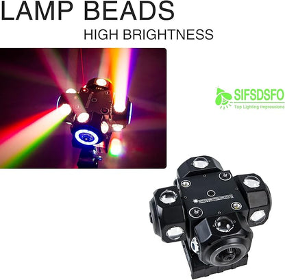 4Head Moving Disco Lights W/ 16Light Strips RGBW LED Rotating Beam Stage Spotlight Event Lighting W/DMX & Sound Control, for DJ KTV Disco Party Wedding Concert Halloween Christmas Festivals