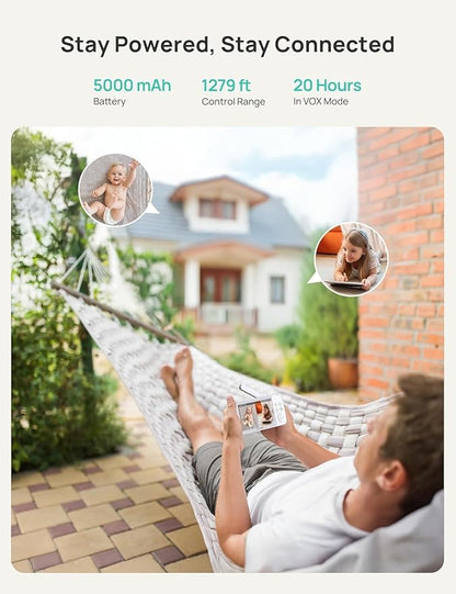 Dr.Care VistaView 5” Smart WiFi Baby Monitor with 2 Camaras - 2K Camera App Control & 1080P Split Screen, Cry & Motion Detection, Pan-Tilt-Zoom, HD Night Vision, Video Recording, Triple Security