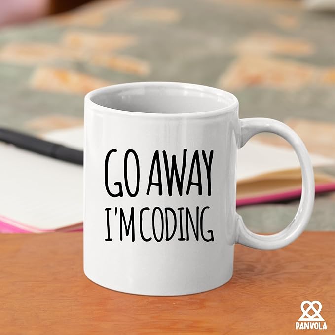 Panvola Go Away I'm Coding Coder Gift Computer Programming Programmer Student Graduation Birthday Valentines Christmas Drinkware Novelty Coffee Ceramic Mug White 11 oz White