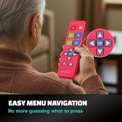 Plus Big Button Universal TV Remote (Pink) Simple Easy to Use, Works with Major TV Brands (2xAAA Batteries Not Included)